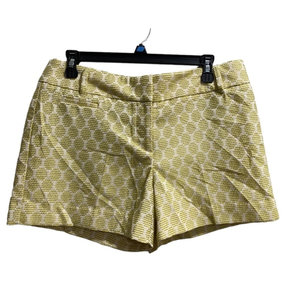 Ann Taylor Loft Shorts Womens Yellow/Green & White Geometric Knit size 6‎